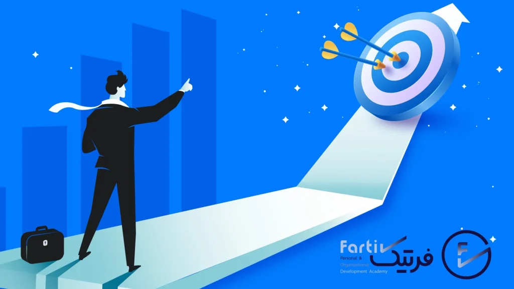 یک مرد در حال نگاه کردن و اشاره کردن با دست به سمت هدف